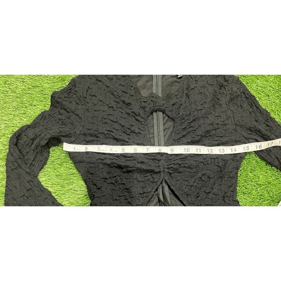 SABINA MUSAYEV Black Crinkly Cut-Out Agnes Mini Dress SZ 12 - Picture 7 of 11